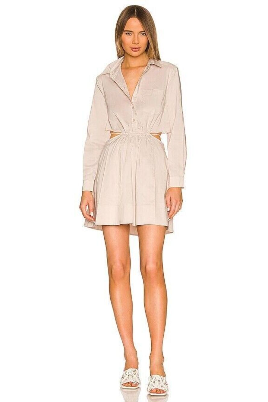 JONATHAN SIMKHAI Womens Shirt Dress Size 0 Tan Mini Cut Out Lightweight SHAELYN